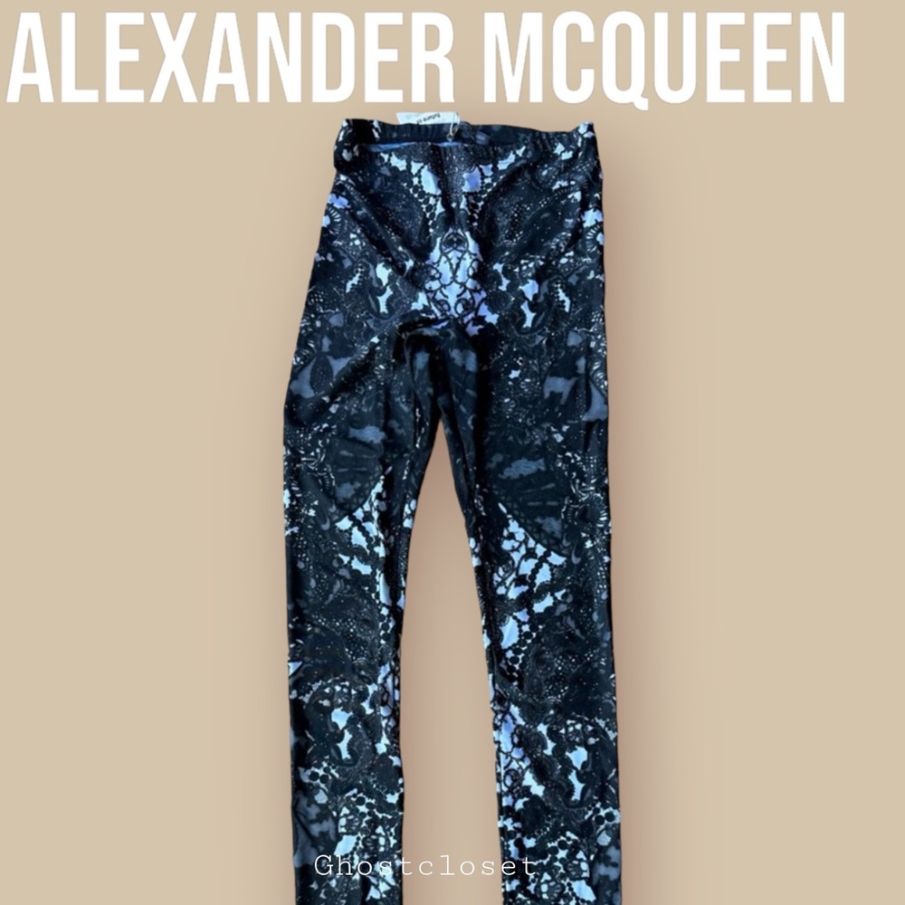 Alexander McQueen mainline white and black lace print leggings.  M